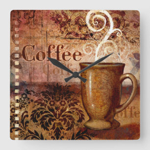 Relógio Quadrado Café