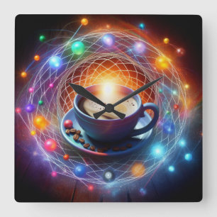 Relógio Quadrado Café e o Cosmos: Uma Sinza de Energia