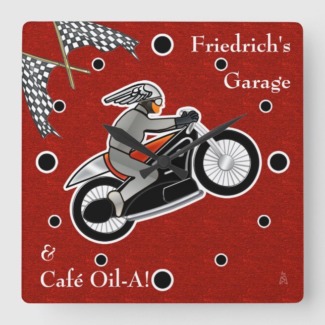 Relógio Quadrado Cafe Racer (Personalizado) - Sq. (Frente)