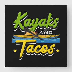 Relógio Quadrado Caiaque - Caiaques e Tacos Caiaque Divertido
