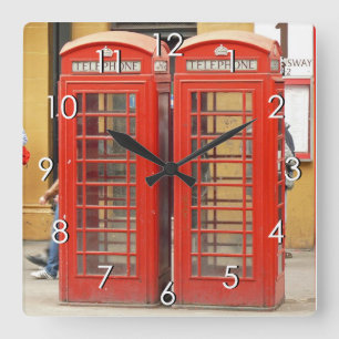 Relógio Quadrado Caixas de telefone vermelhas icónicas em Londres
