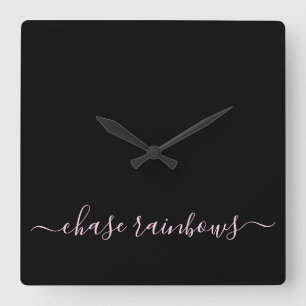 Relógio Quadrado CAIXAS Mínimas Modernas, Rosa e Preto