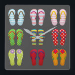 Relógio Quadrado Calçado engraçado chinelos de Verão coloridos<br><div class="desc">Design de moda bonita de sandálias de calçados de sacudir de cor múltipla com tema de Verão. Design super fofo,  moderno e engraçado. Um design de moda moda.</div>