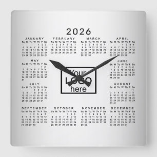 Relógio Quadrado Calendário de Logotipo Personalizado de Fundo para