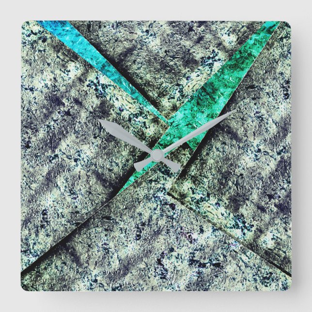 Relógio Quadrado Camada desorganizada russa de carbono sobre a aqua (Frente)