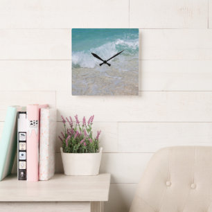 Relógio Quadrado Camada tropical #1 #ocean #wall #art