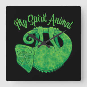 Relógio Quadrado Camaleão Espiritual Animal Levitando