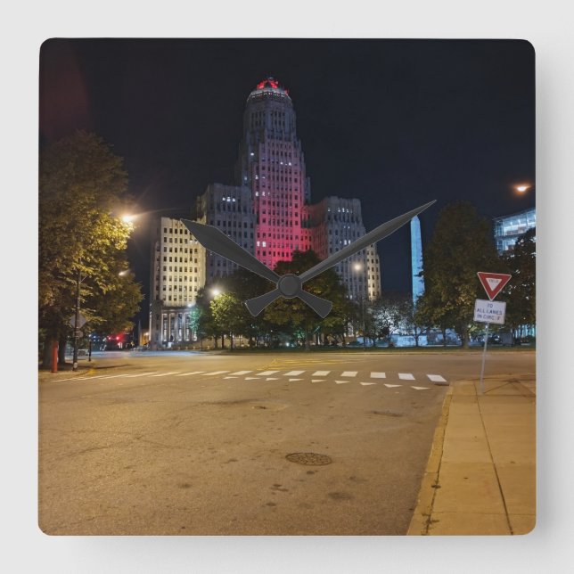 Relógio Quadrado Câmara Municipal à Noite (Frente)