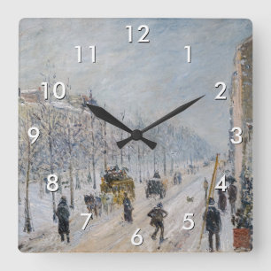 Relógio Quadrado Camille Pissarro - Boulevares Exteriores, Efeito d