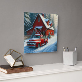 Relógio Quadrado Caminhão Russo Vermelho e Vintage