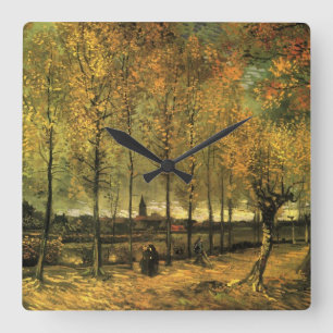 Relógio Quadrado Caminho com Choupos de Vincent van Gogh