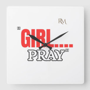 Relógio Quadrado Camiseta Girl Pray Camiseta Cristã Baseada na Fé