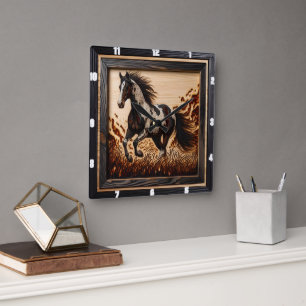 Relógio Quadrado Campo de Tinta: Design Personalizado de Madeira Tr