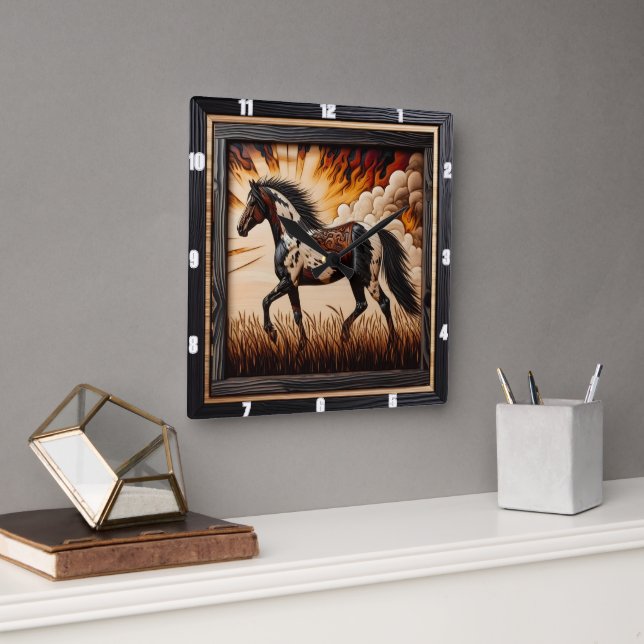 Relógio Quadrado Campo de Tinta: Design Personalizado de Trote Sunl (Escritório)