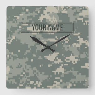 Relógio Quadrado Camuflagem ACU do Exército Personalizável