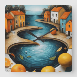 Relógio Quadrado Canal Cozy