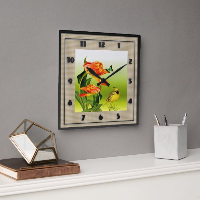 Relógio Quadrado Canarie amarelo Hoho conhecido (Escritório)