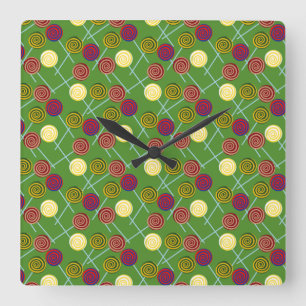 Relógio Quadrado Candy pattern Lollies pattern lollipop 58
