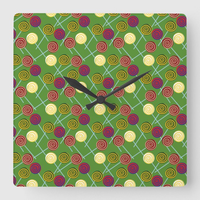 Relógio Quadrado Candy pattern | Lollies pattern | lollipop 58 (Frente)