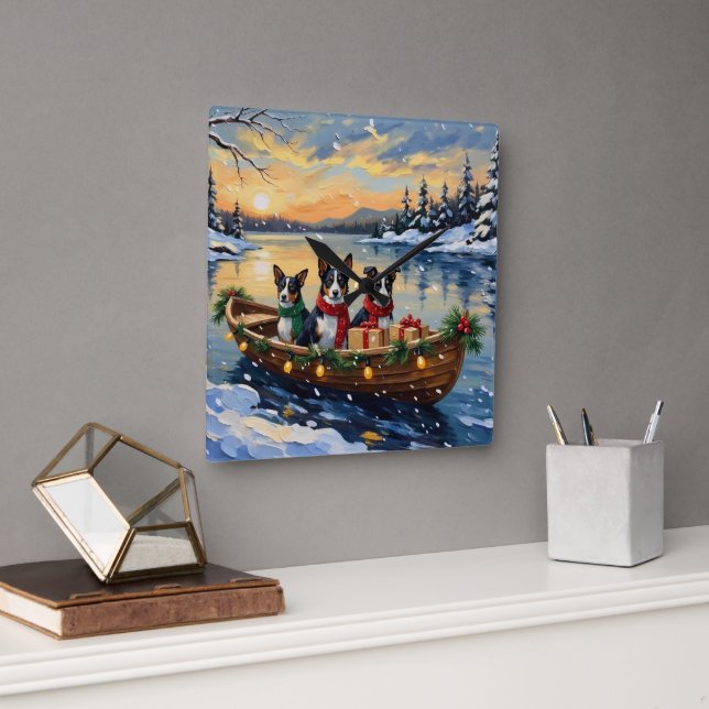 Relógio Quadrado Cane Corso Christmas Boat Holiday (Escritório)