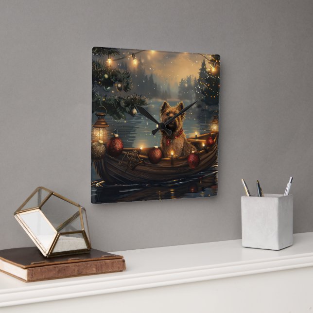 Relógio Quadrado Cane Corso Christmas Fesage Voyage (Escritório)