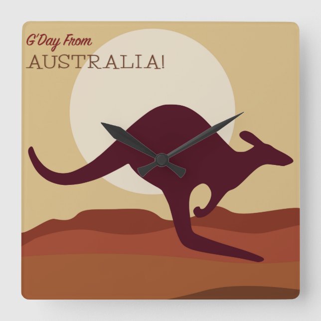 Relógio Quadrado Canguru de saída (Frente)