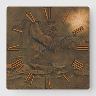 Relógio Quadrado Cantering Wild Spirited Horse in Faux Leather