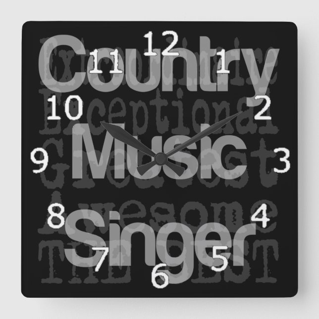 Relógio Quadrado Cantor da música country Extraordinaire (Frente)