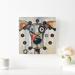 Relógio Quadrado Cão abstrato