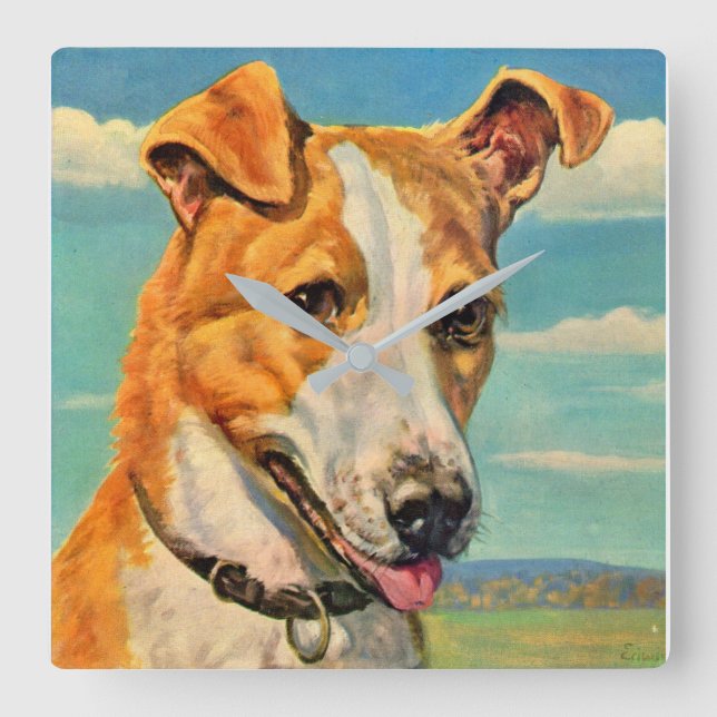 Relógio Quadrado cão bonito (Frente)