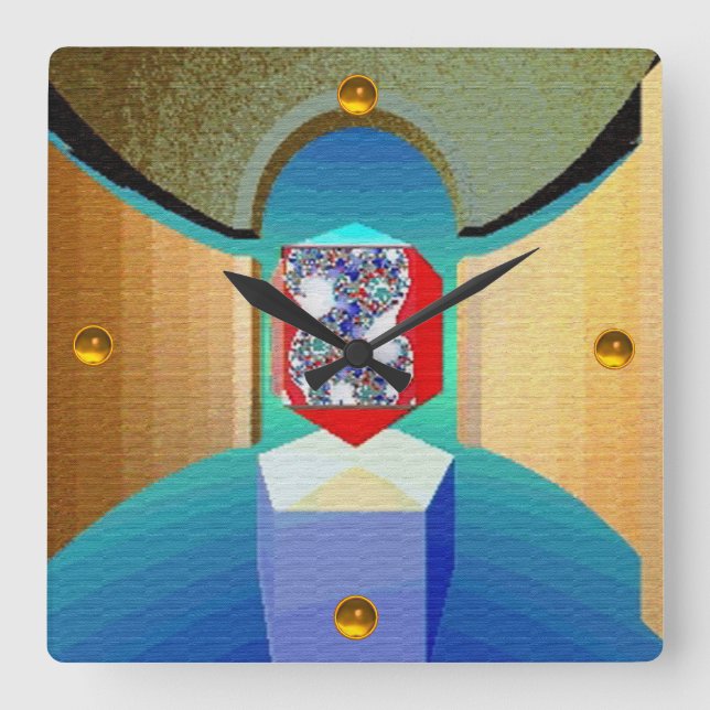 Relógio Quadrado CAOS E TEMPOS DE ORDEM Arte Fractal Surreal (Frente)