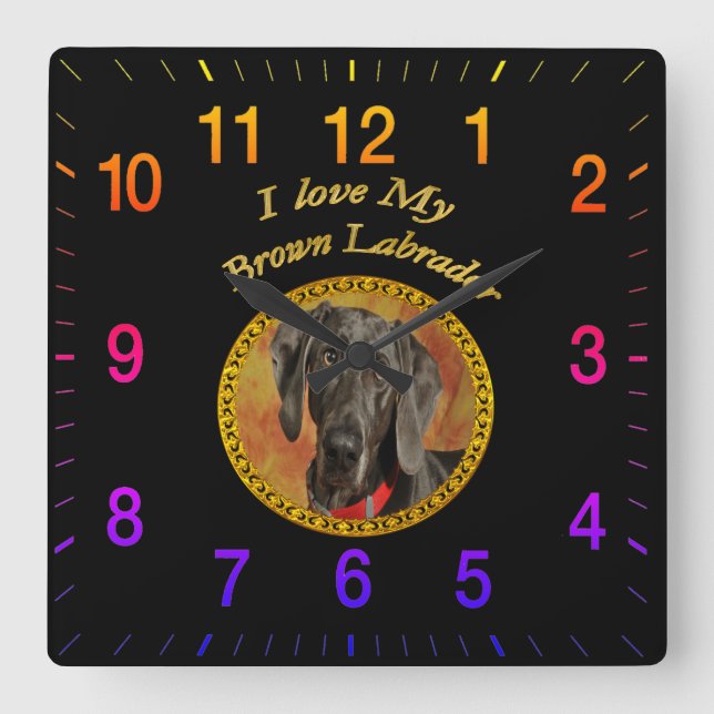 Relógio Quadrado Cãozinho de labrador canino doce e adorável (Frente)