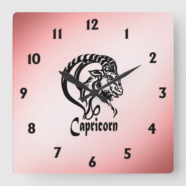 Relógio Quadrado Capricorn o Bode Marinho Zodíaco (Frente)