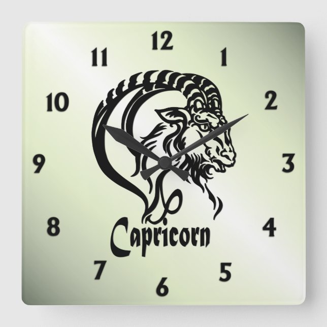 Relógio Quadrado Capricórnio do Mar Capata Zodiac Verde (Frente)