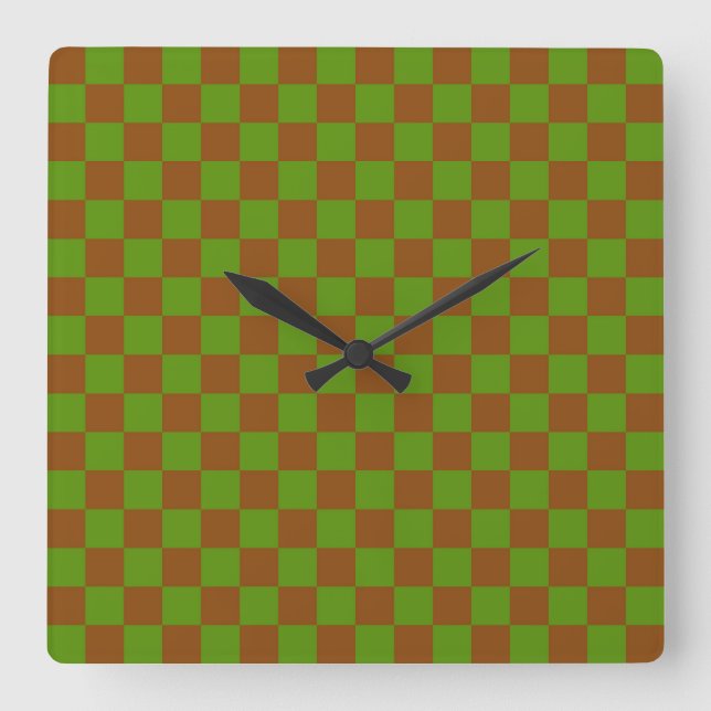 Relógio Quadrado Caramel apple checkered board pattern (Frente)