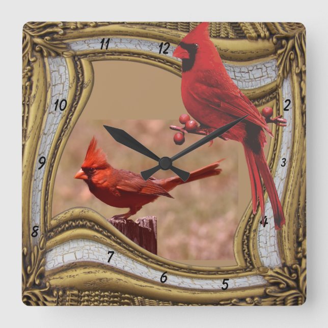 RELÓGIO QUADRADO CARDINAL ON THE FRAME   SQUARE WALL CLOCK (Frente)