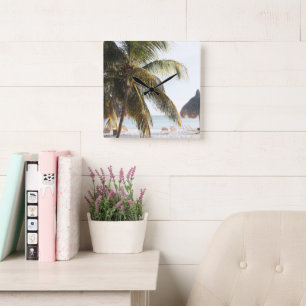 Relógio Quadrado Caribe Beach Bliss 9 #art #viagem