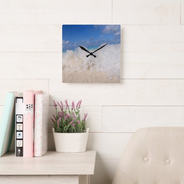 Relógio Quadrado Caribe Island Wave Love 2 (Sala de leitura)