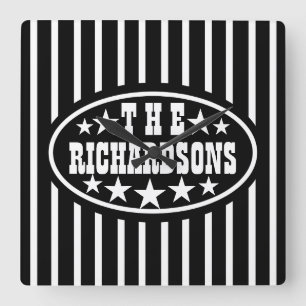 Relógio Quadrado Carnaval de Vintagem Preta Personalizada