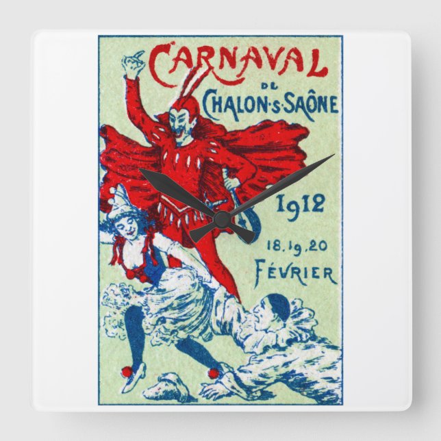 Relógio Quadrado Carnaval Francês 1912 (Frente)