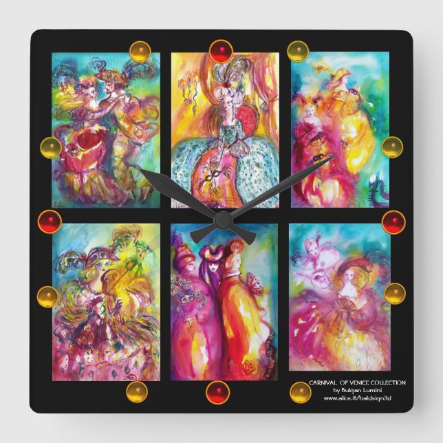 Relógio Quadrado CARNÍVEL DO VENICE COLLECTION Dance Music Theater (Frente)