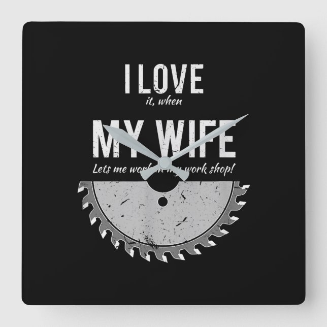 Relógio Quadrado Carpenter Funny Wood Trabalhando Presente no Natal (Frente)