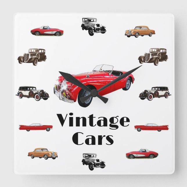Relógio Quadrado Carro vintage Wall Clock (Frente)