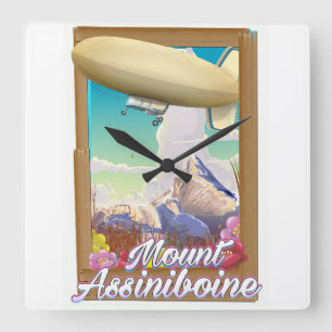 Relógio Quadrado Cartaz de férias do dirigível Monte Assiniboine