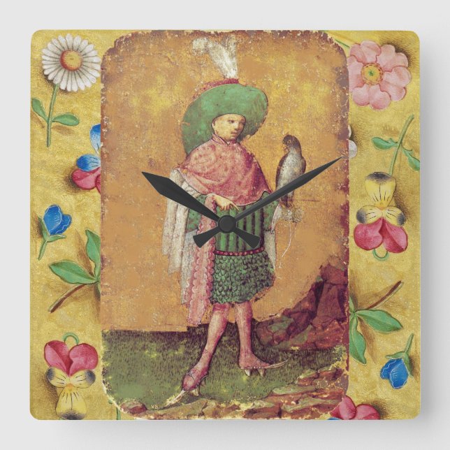 Relógio Quadrado Cartões de Tribunal Alemão Anticos Tarots/Esquadrã (Frente)