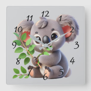 Relógio Quadrado Cartoon bonito Koala Bear