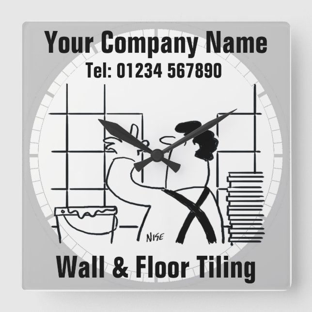 Relógio Quadrado Cartoon de Inclinação de Parede e Chão (Frente)