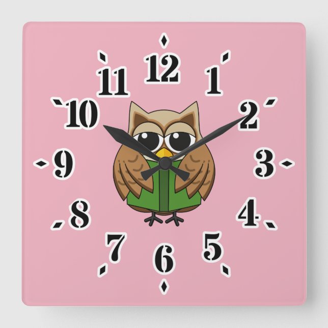 Relógio Quadrado Cartoon de Leitura de Carroçaria (Frente)