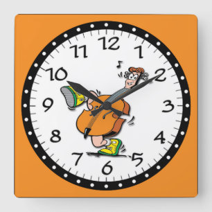 Relógio Quadrado Cartum Guitarra