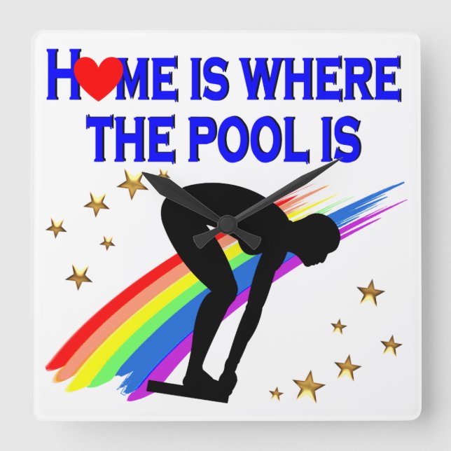 RELÓGIO QUADRADO CASA É ONDE ESTÁ A PISCINA PARA ESTE NADOR (Frente)